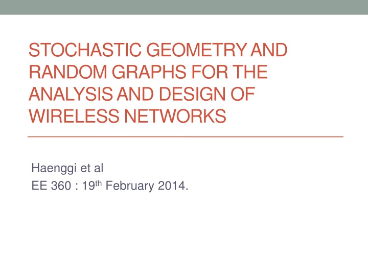 stochastic geometry and random graphs