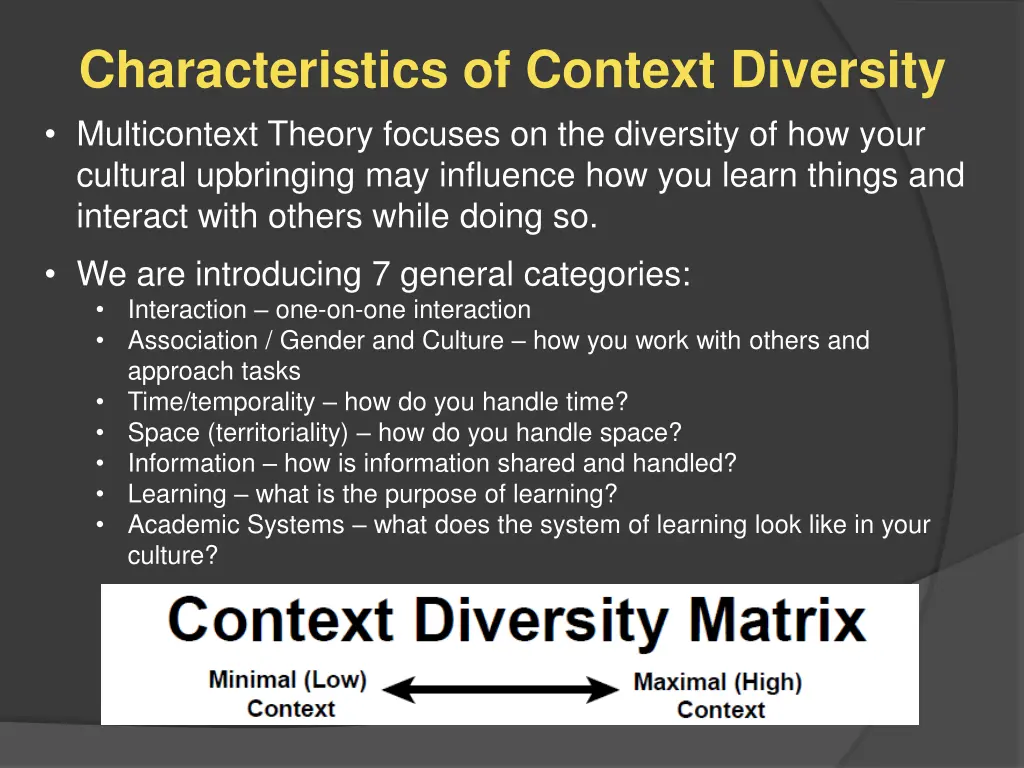 characteristics of context diversity