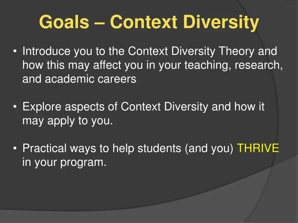 goals context diversity