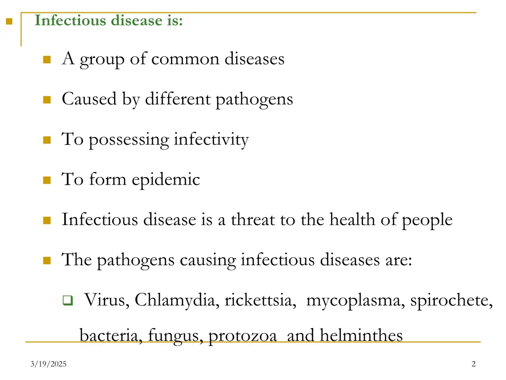 infectious disease is