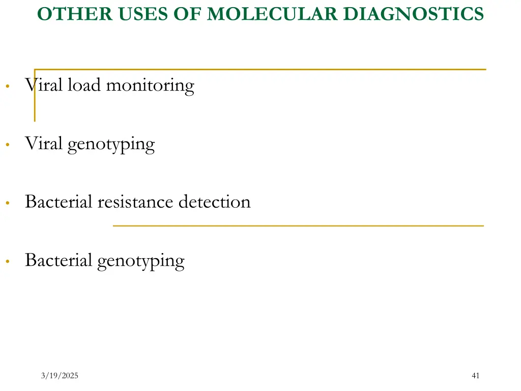 other uses of molecular diagnostics