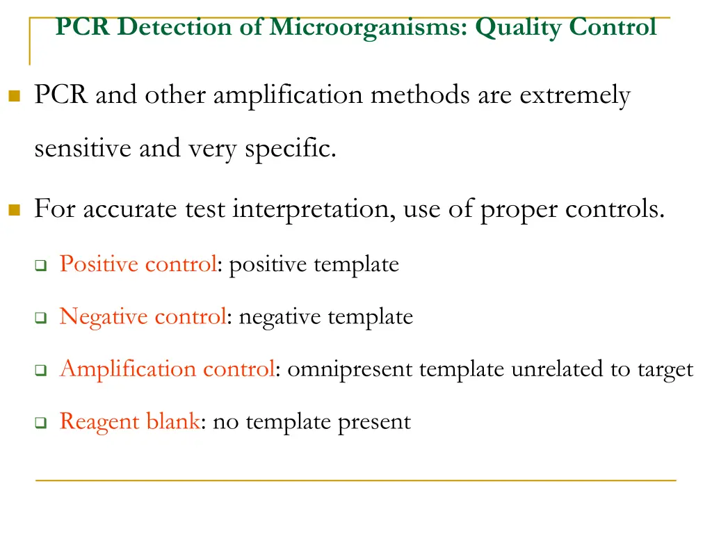 pcr detection of microorganisms quality control