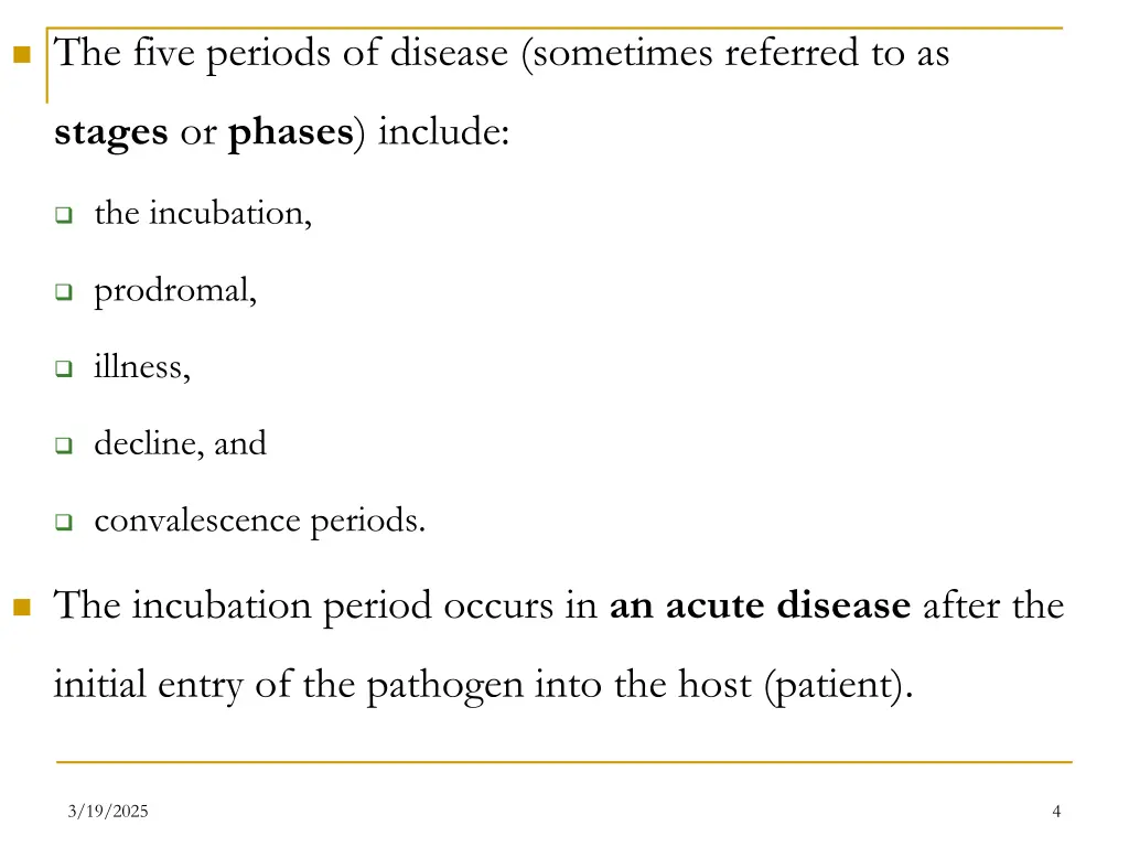 the five periods of disease sometimes referred
