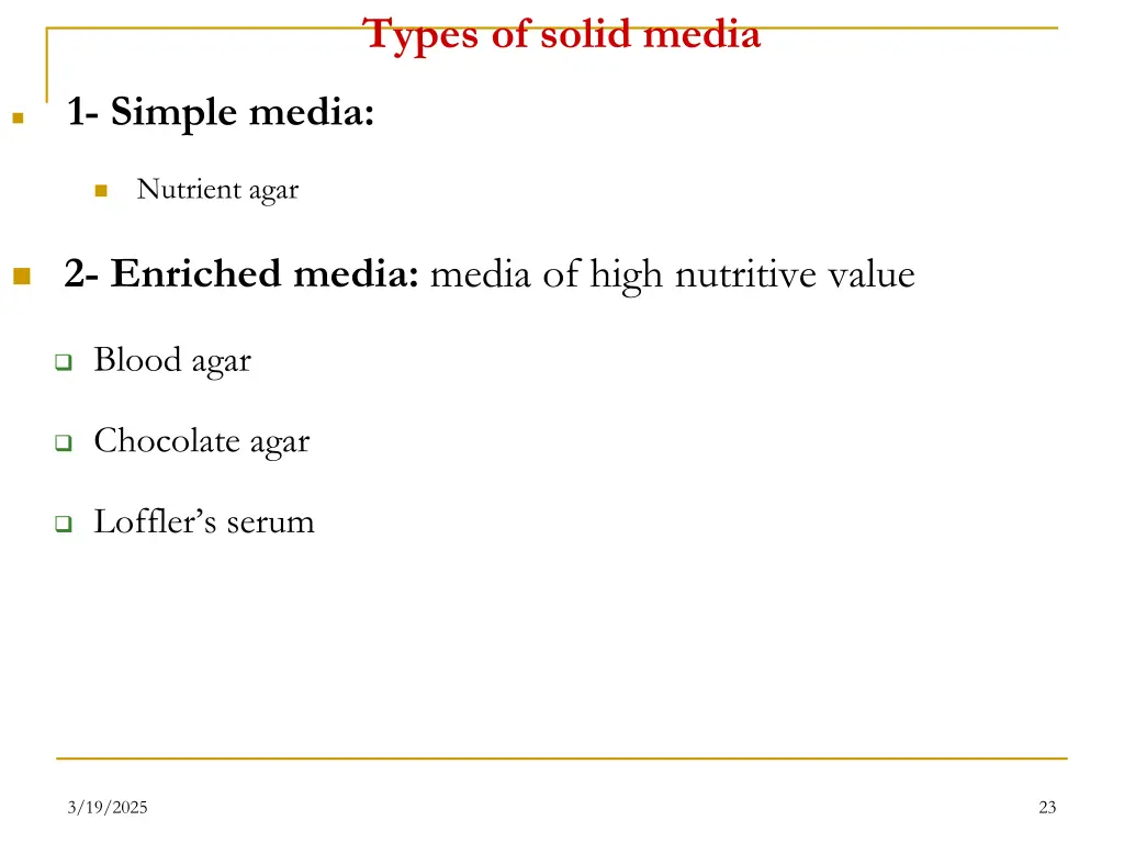 types of solid media