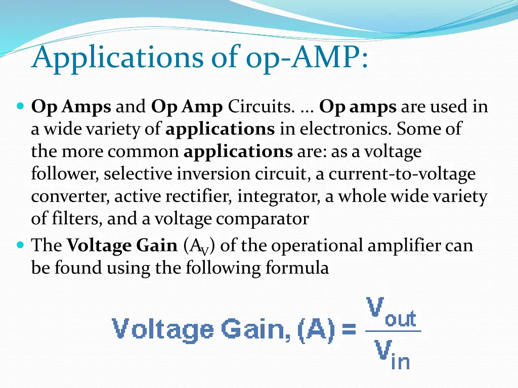 applications of op amp
