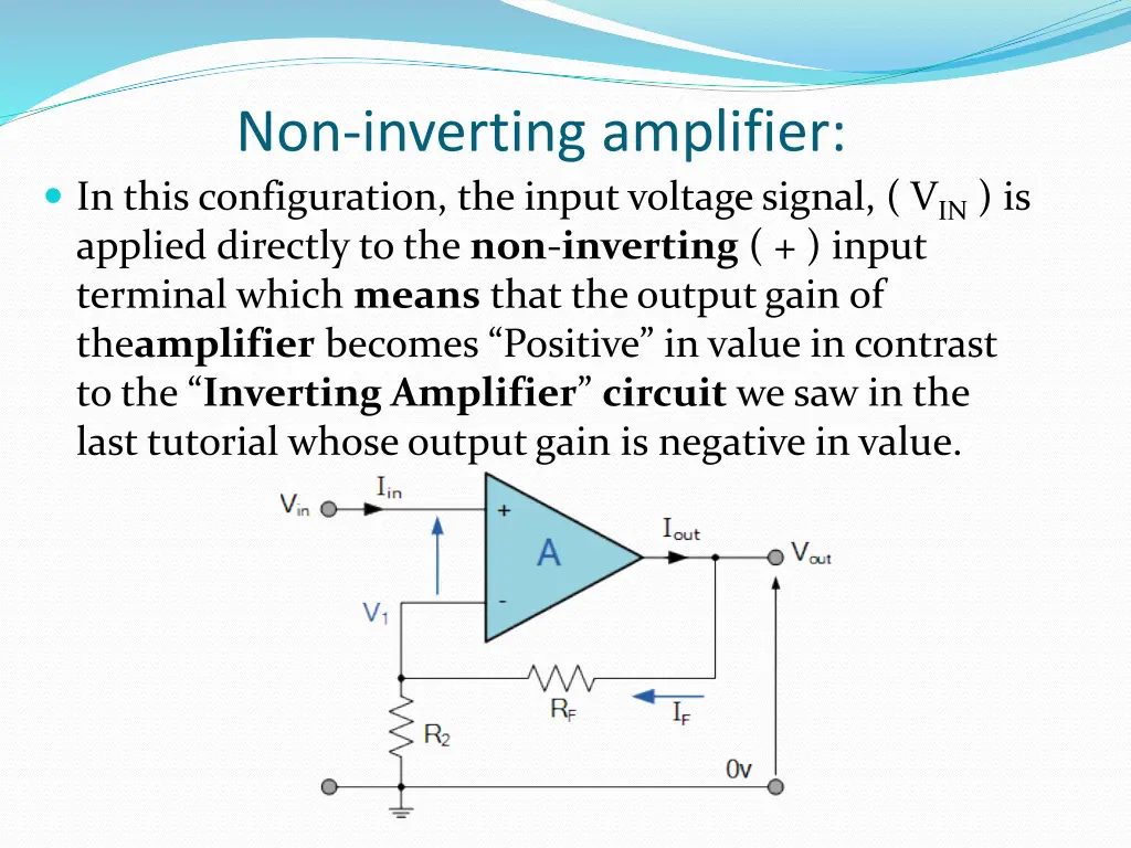 non inverting amplifier in this configuration