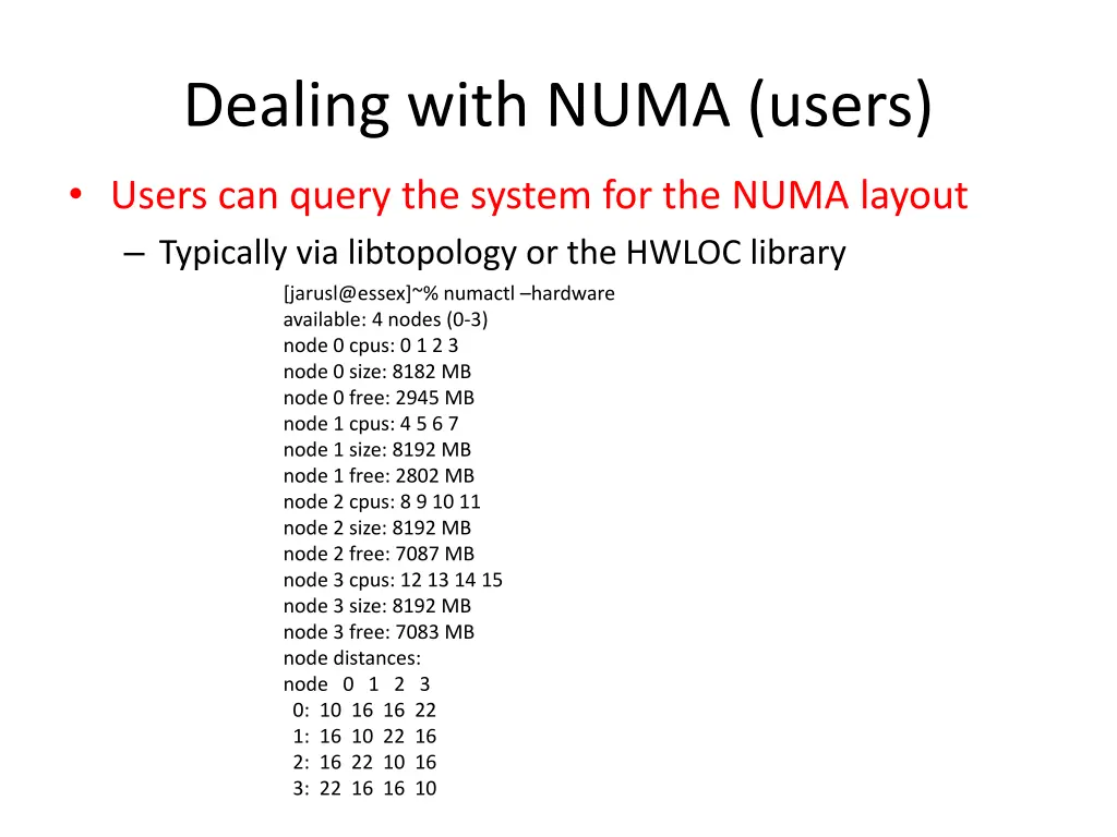 dealing with numa users
