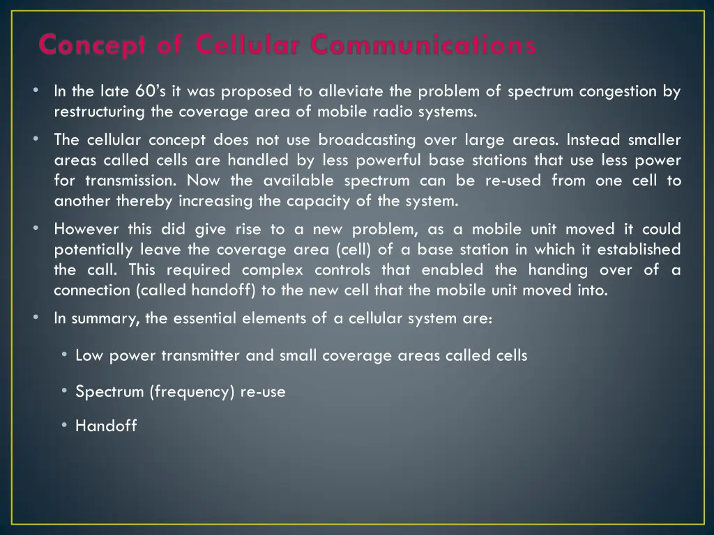 concept of cellular communications