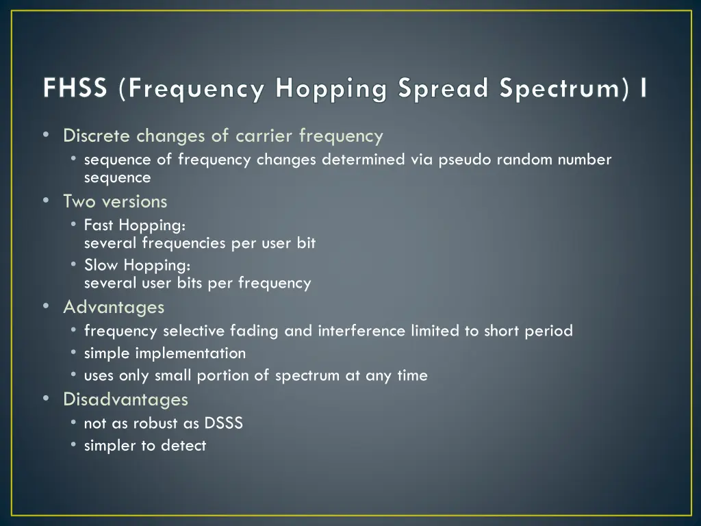 fhss frequency hopping spread spectrum i