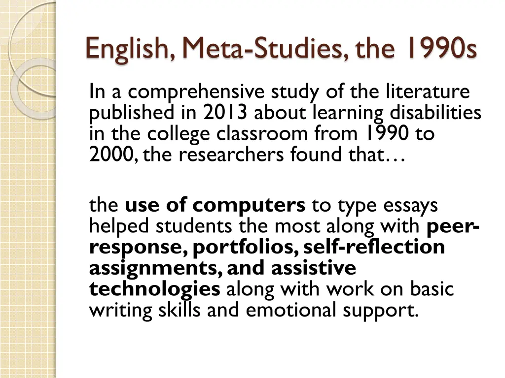 english meta studies the 1990s