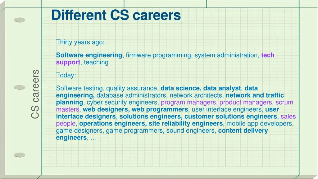 different cs careers