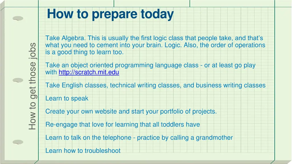 how to prepare today