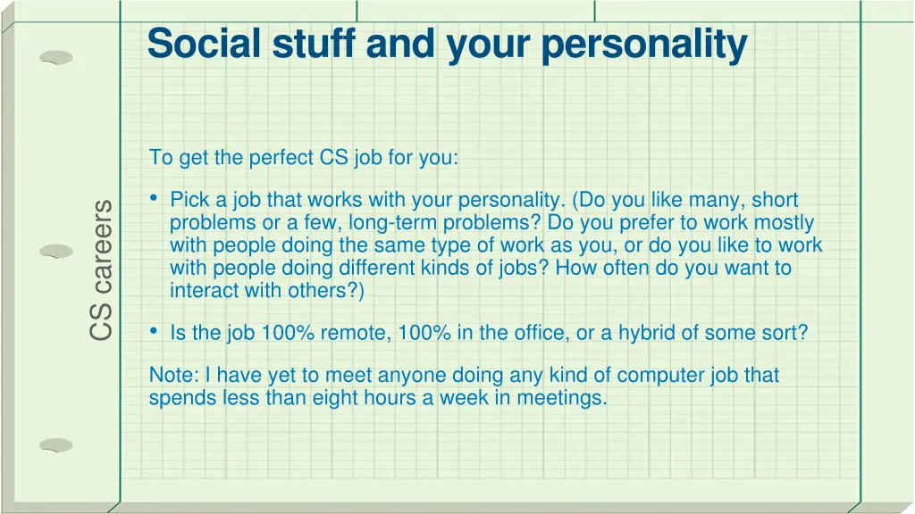 social stuff and your personality
