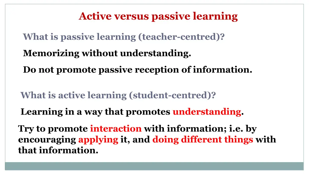 active versus passive learning