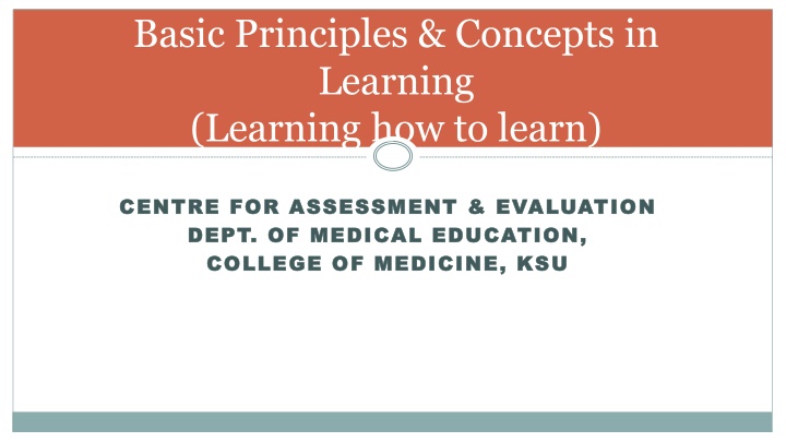 basic principles concepts in learning learning