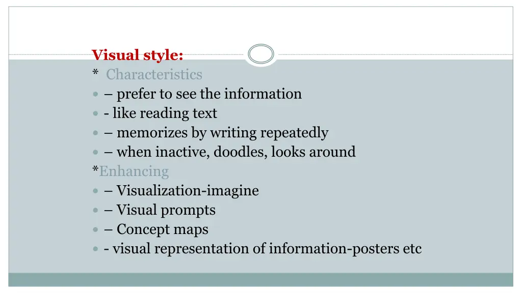 visual style characteristics prefer