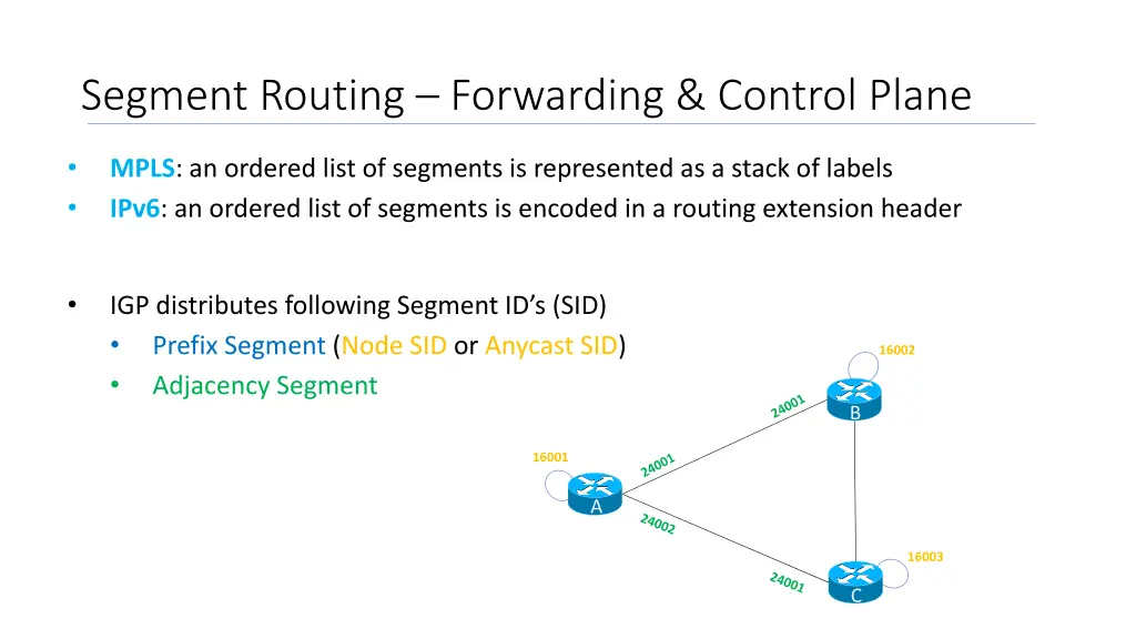 segment routing forwarding control plane
