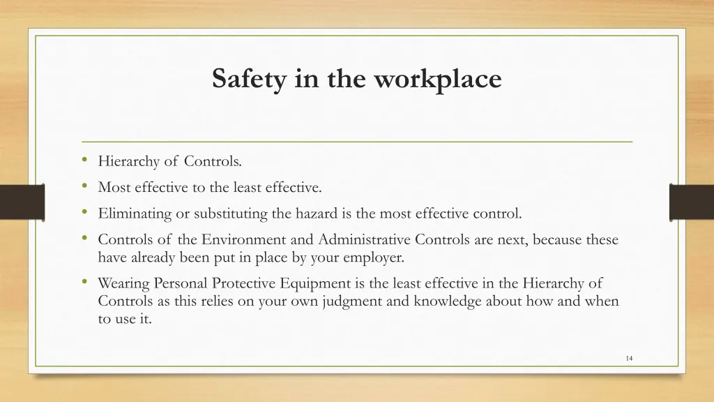 safety in the workplace