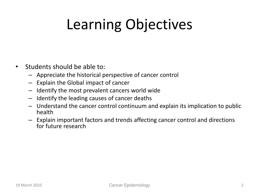 learning objectives
