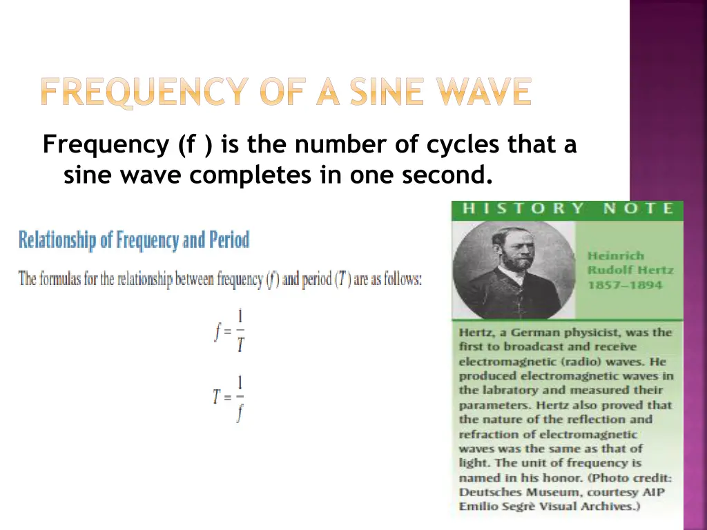 frequency of a sine wave