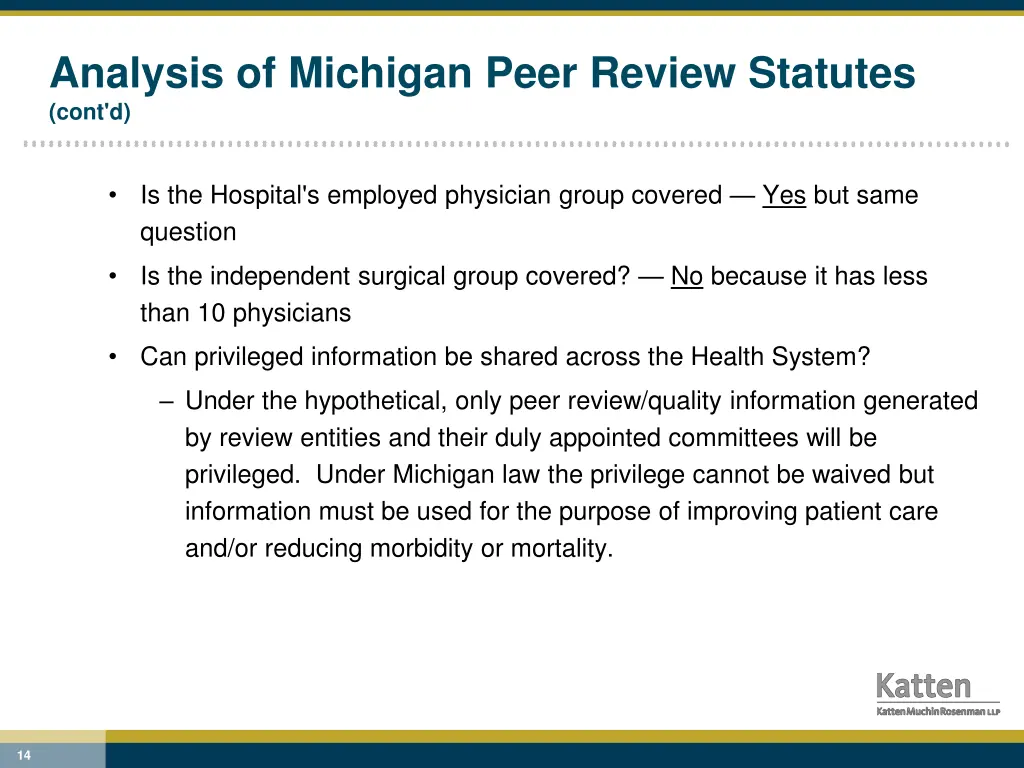 analysis of michigan peer review statutes cont d