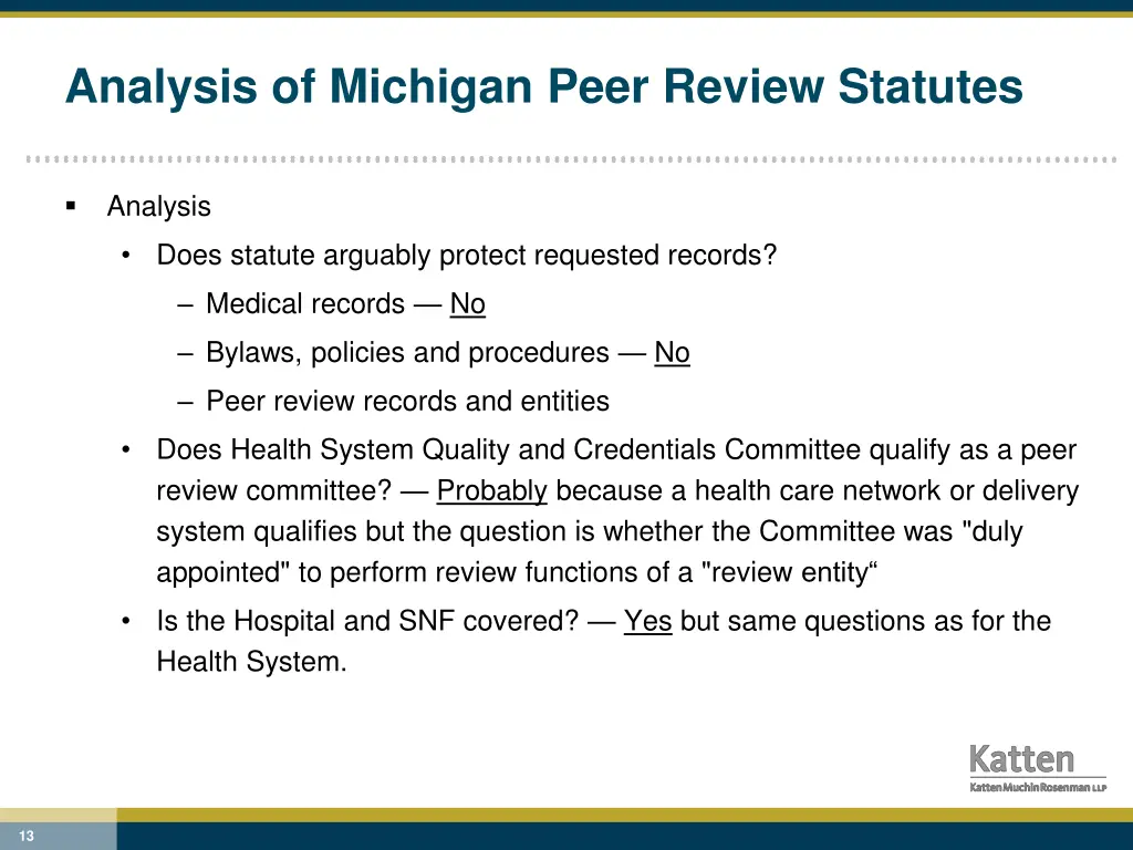 analysis of michigan peer review statutes