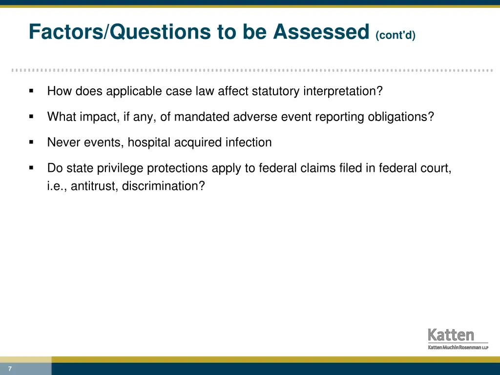 factors questions to be assessed cont d