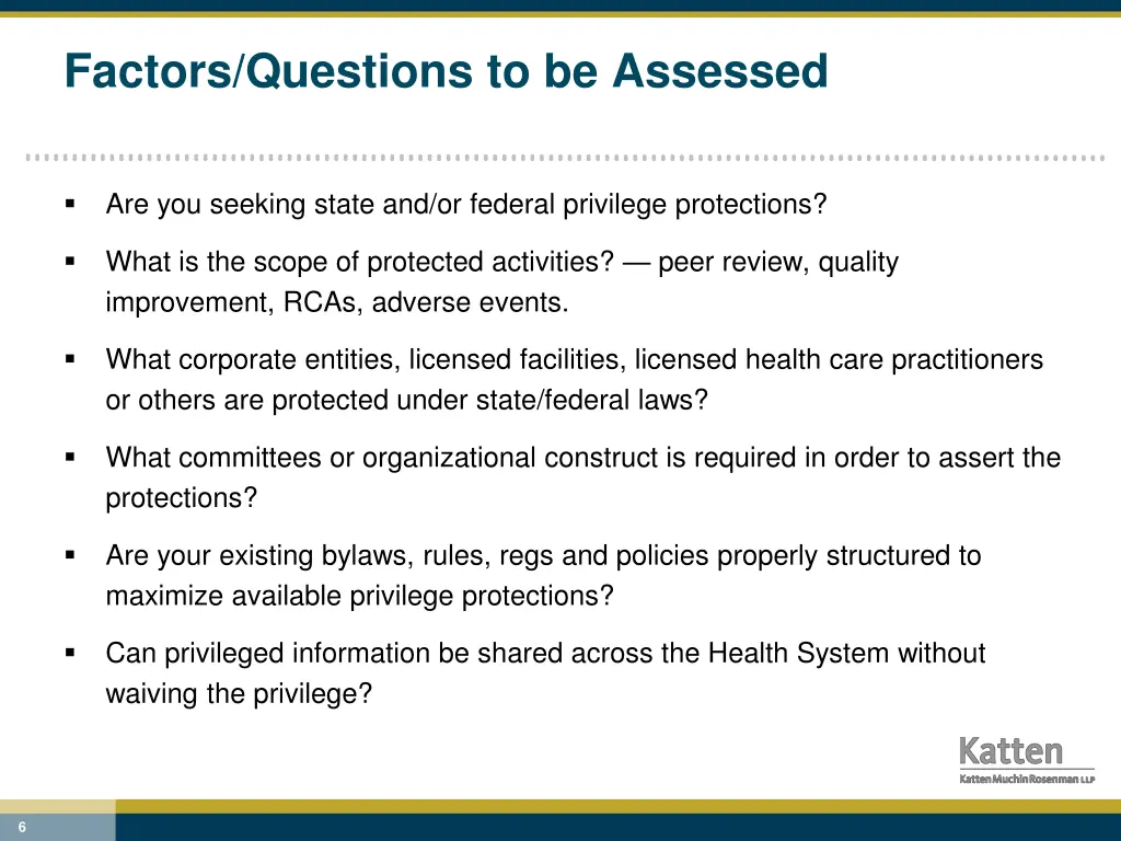 factors questions to be assessed