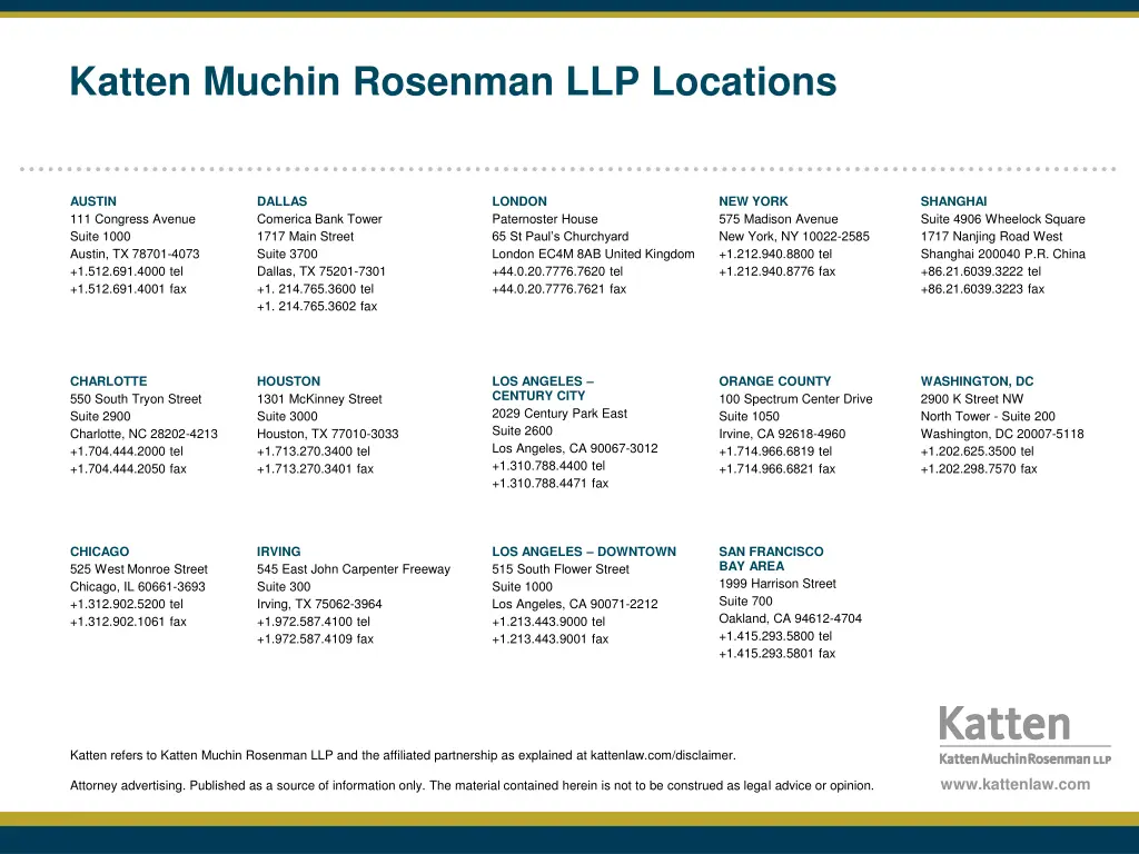 katten muchin rosenman llp locations