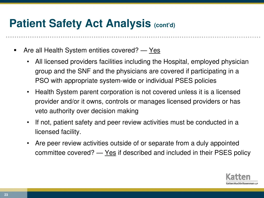 patient safety act analysis cont d