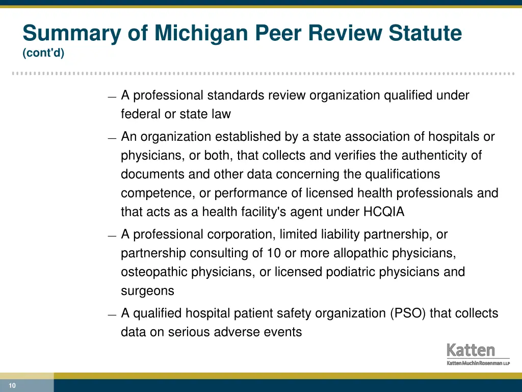 summary of michigan peer review statute cont d