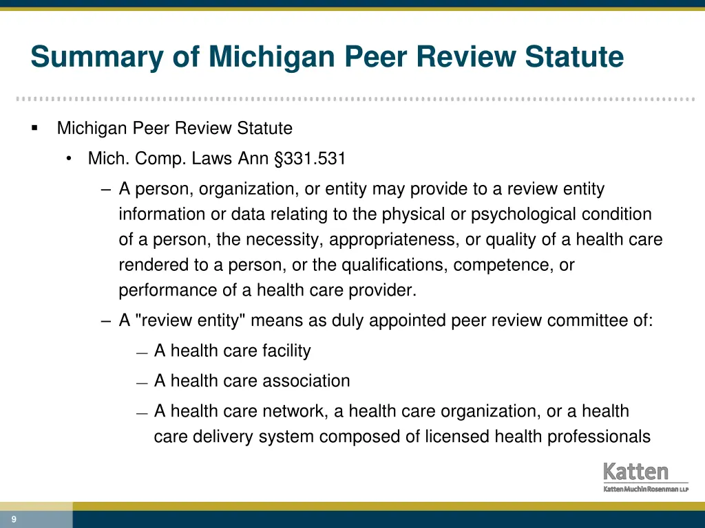 summary of michigan peer review statute