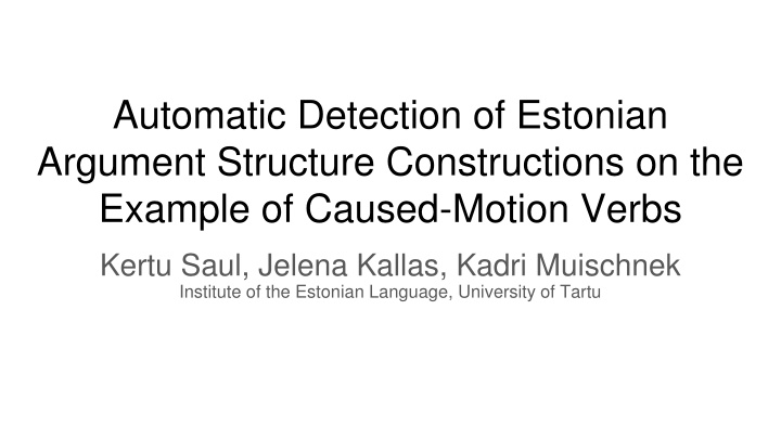 automatic detection of estonian argument