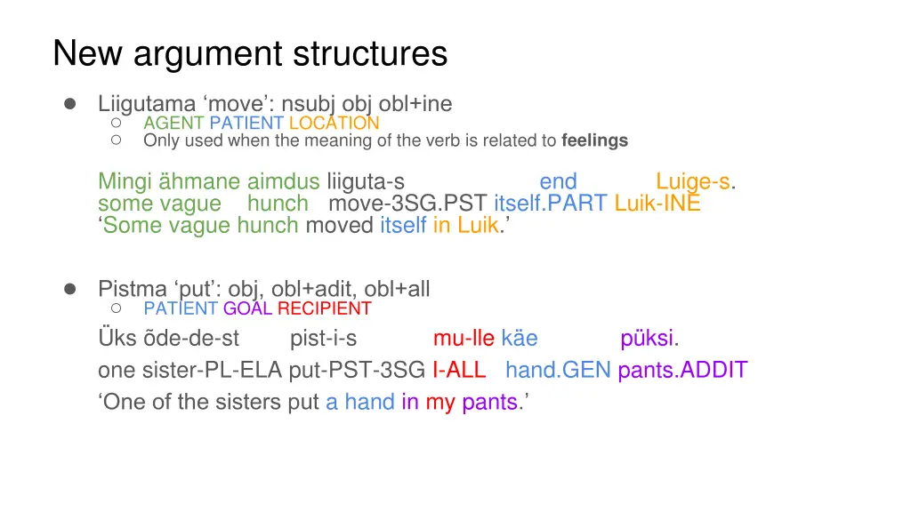 new argument structures