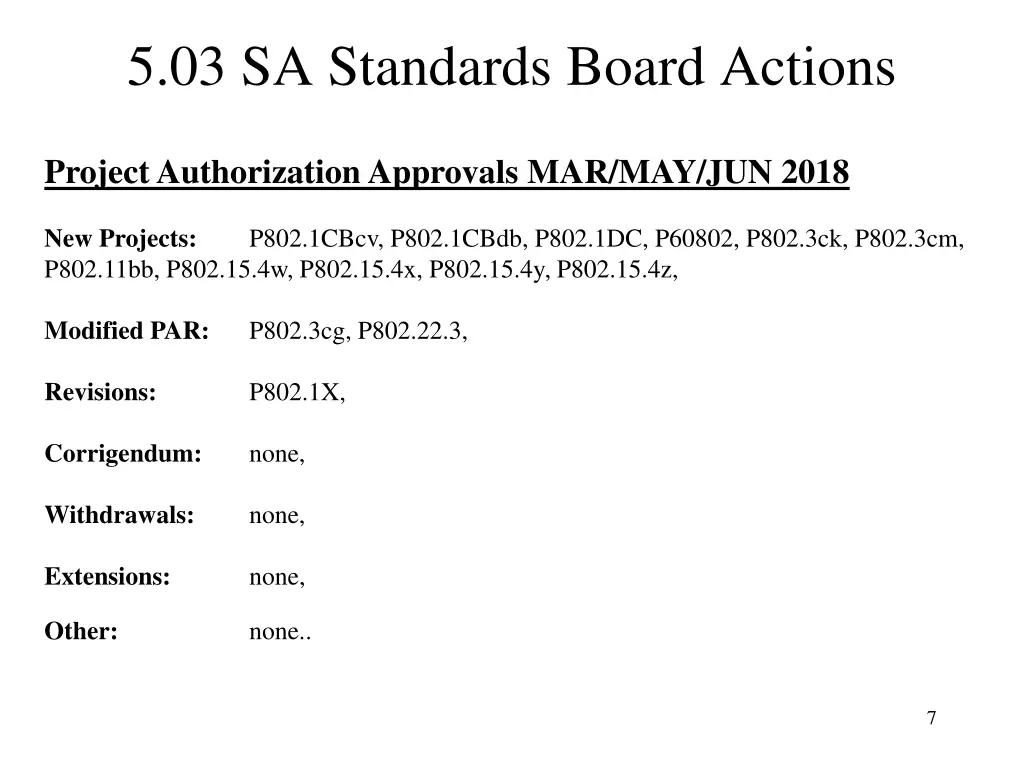5 03 sa standards board actions