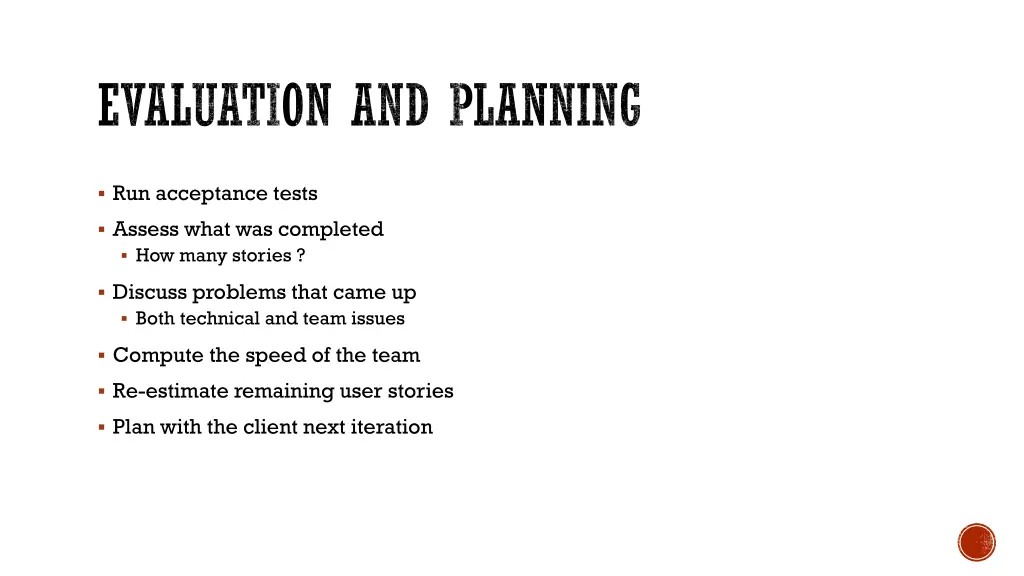 evaluation and planning