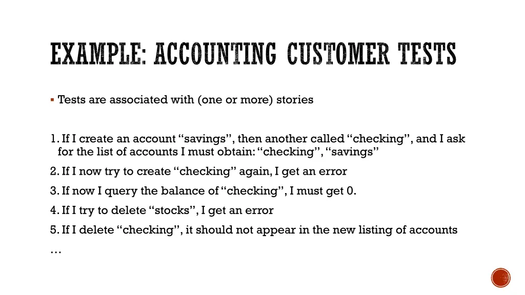 example accounting customer tests