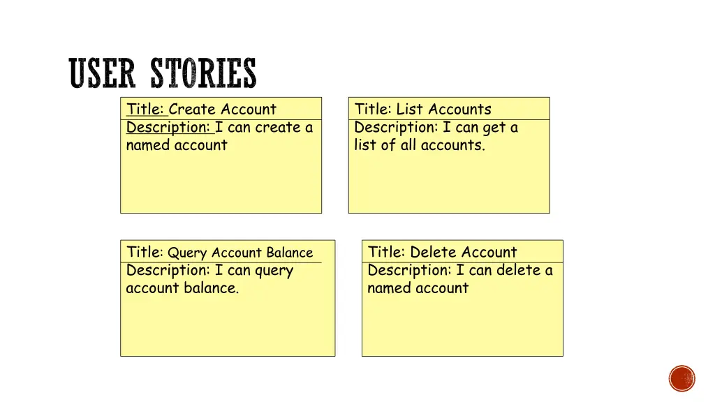 user stories title create account description