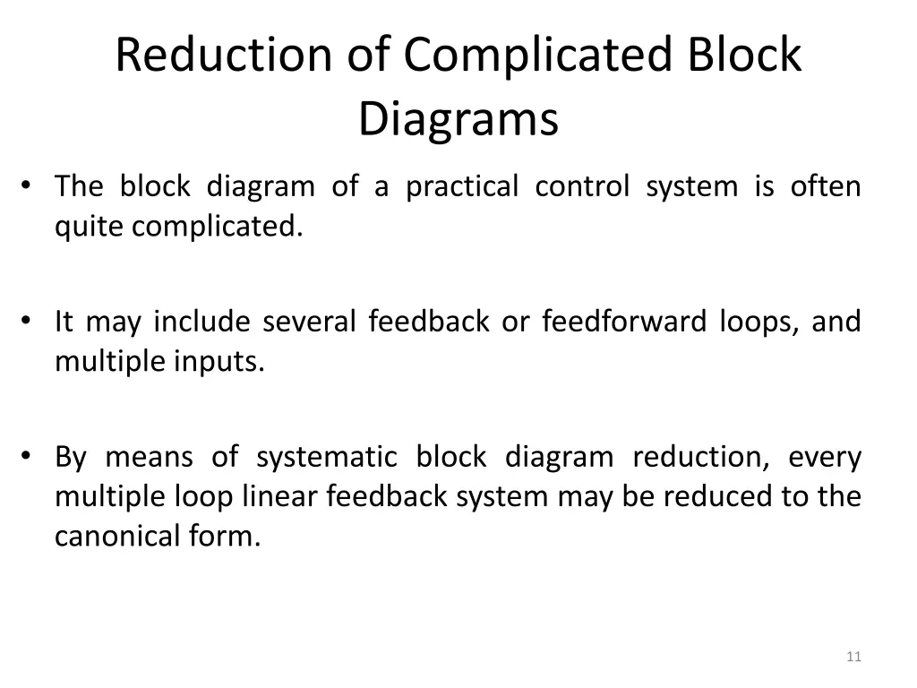 reduction of complicated block diagrams