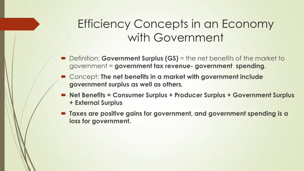 efficiency concepts in an economy with government