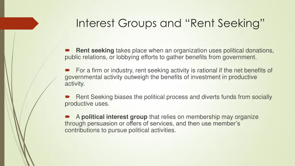 interest groups and rent seeking