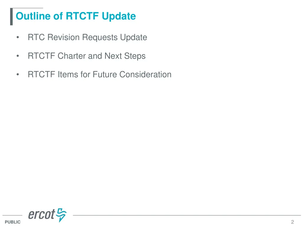 outline of rtctf update