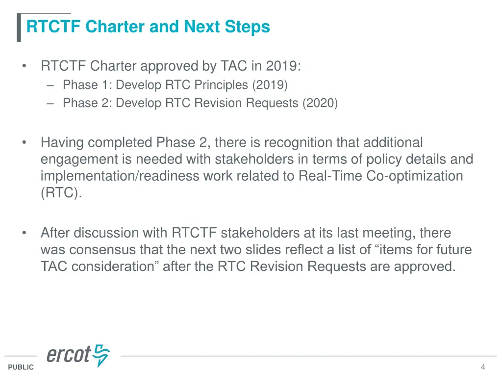 rtctf charter and next steps