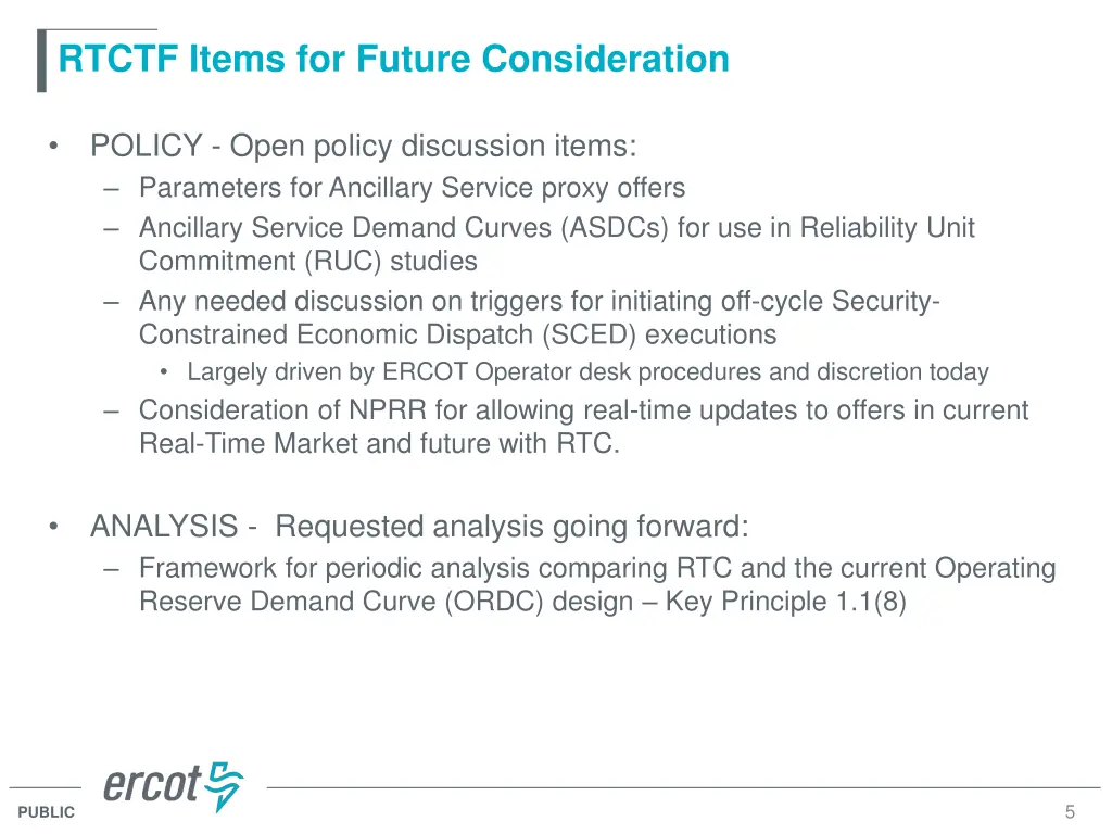 rtctf items for future consideration