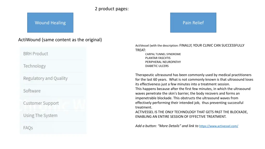 2 product pages