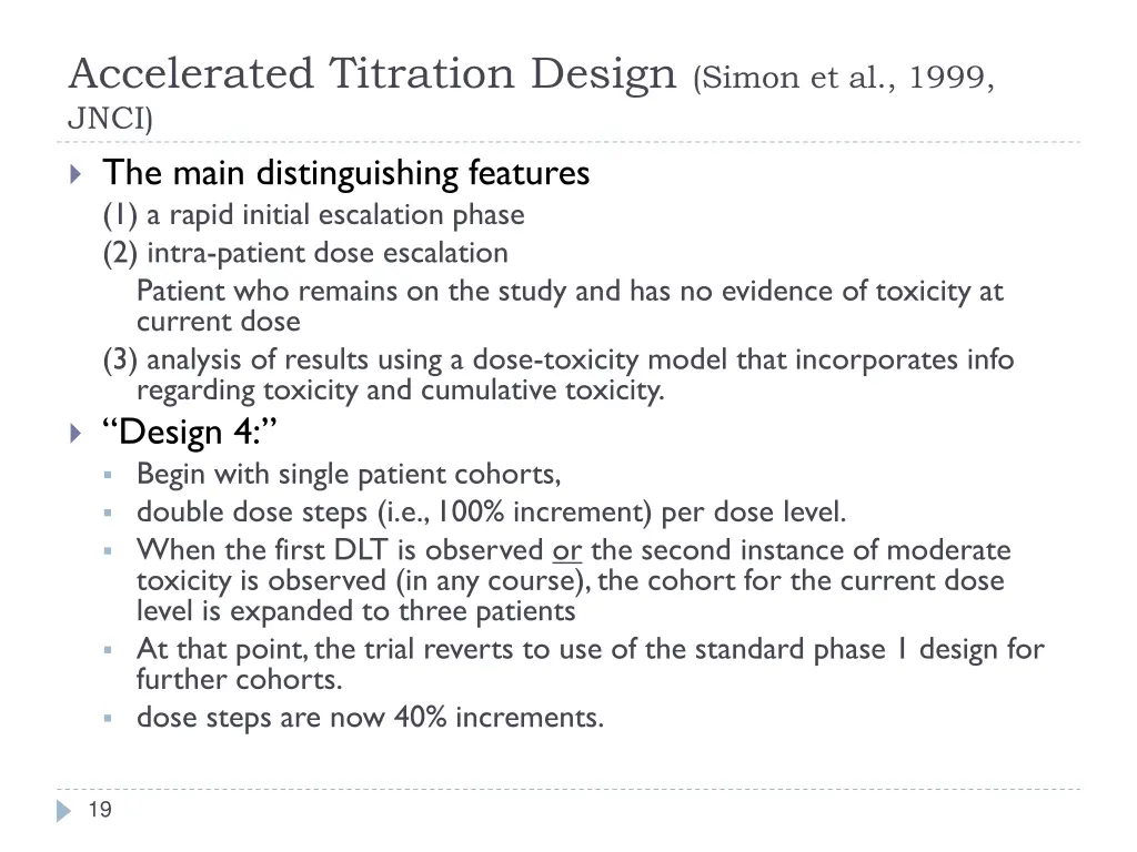 accelerated titration design simon et al 1999