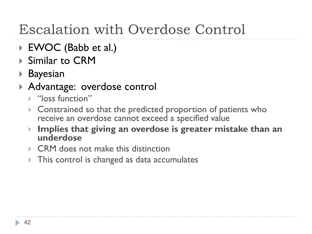 escalation with overdose control ewoc babb