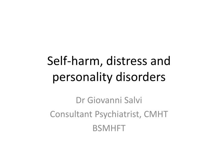 self harm distress and personality disorders