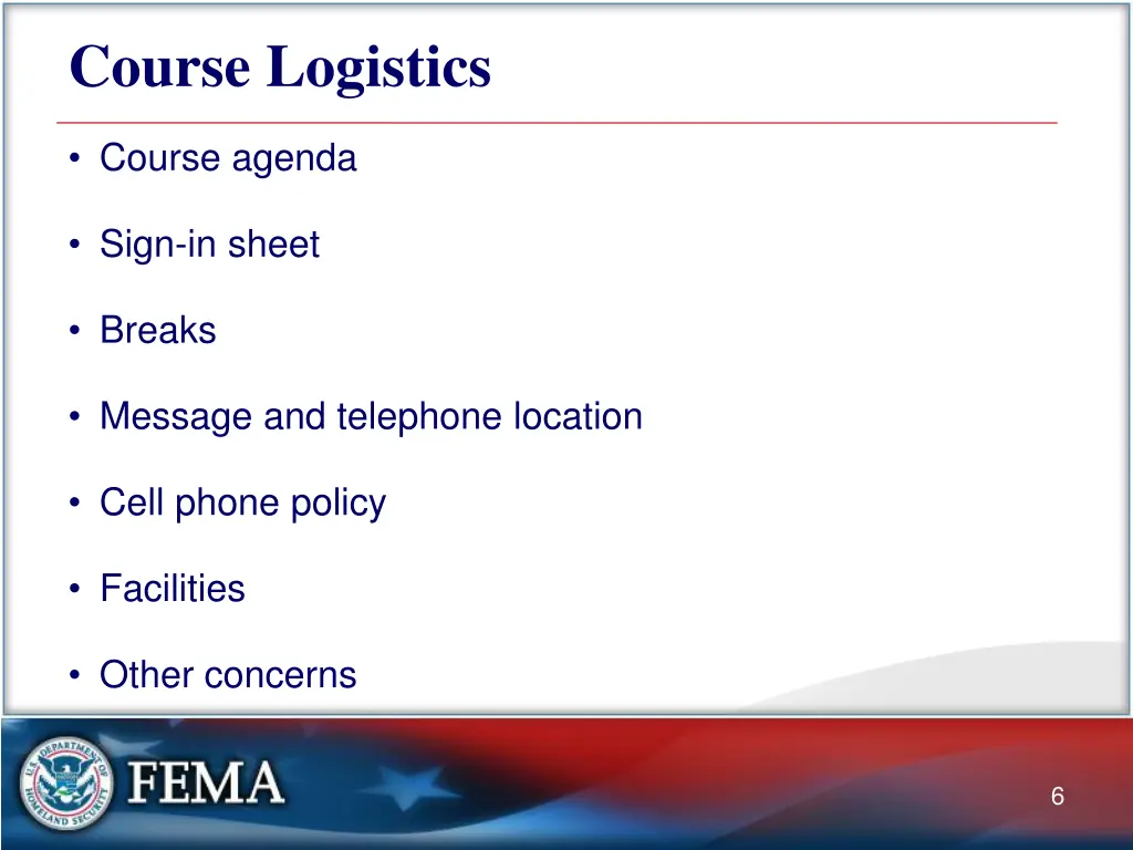 course logistics