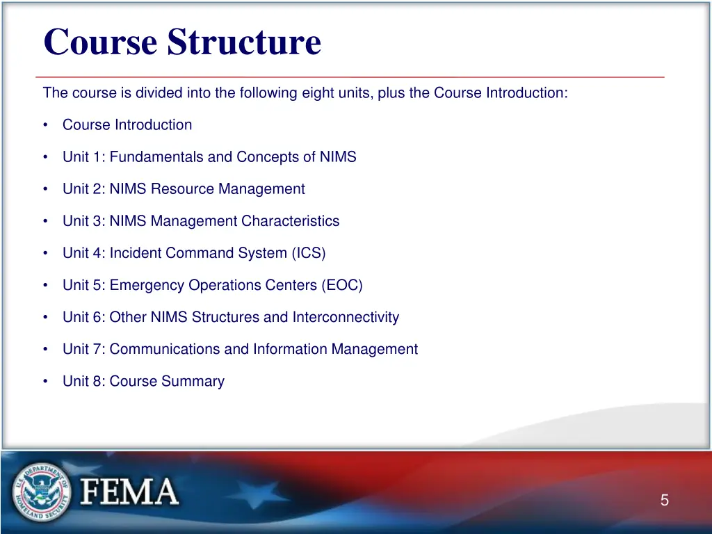 course structure